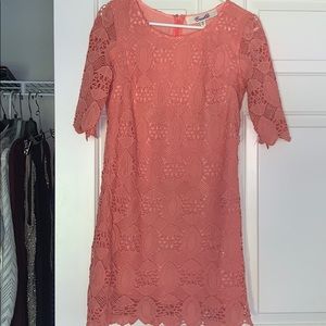Coral Lace Above the Knee Dress